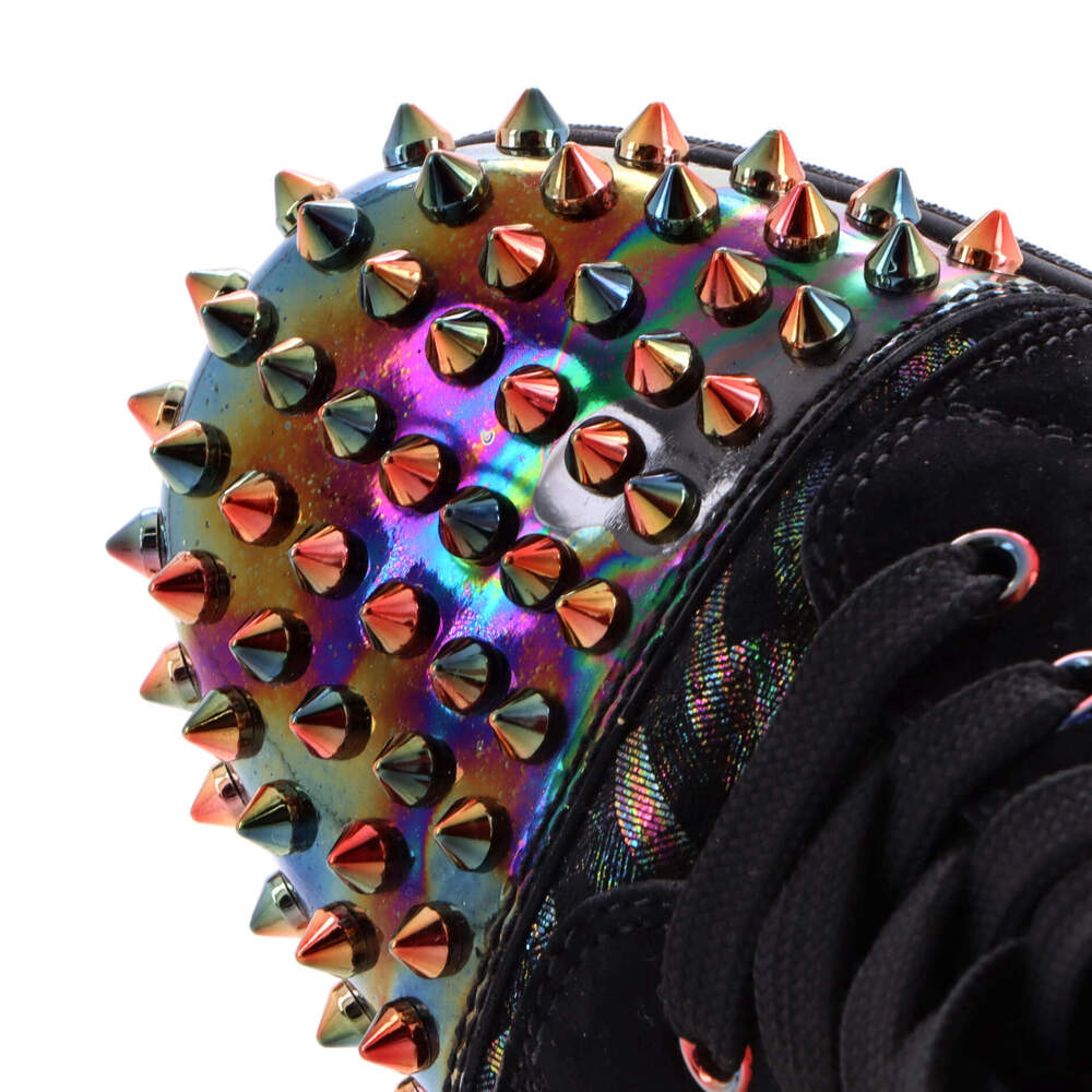 Christian Louboutin Women's Lou Spikes Flat High-Top Sneakers Fabric and Leather - Picture 5 of 5